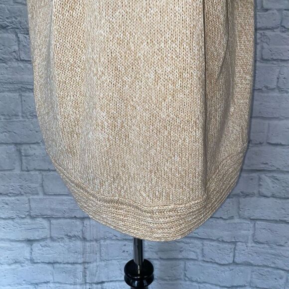 Express women L open front short sleeve knit cardigan beige - Picture 8 of 12